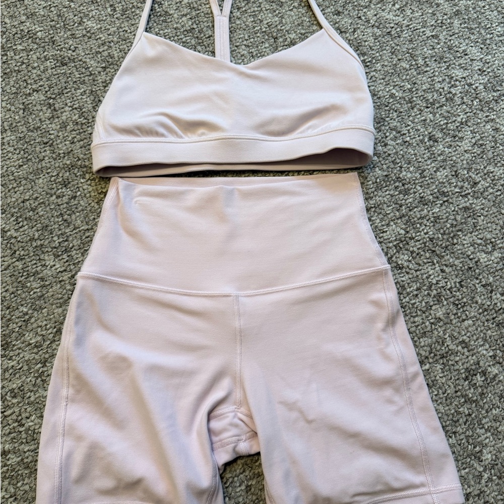 Lululemon Meadowsweet Pink Sports Bra and Shorts Set